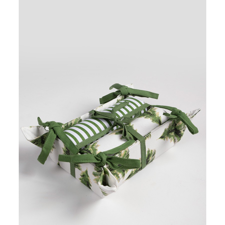 Χριστουγεννιάτικο Σετ Δώρου 2 Ποτηρόπανα (40x65) με Ψωμιέρα Newhome BS72117