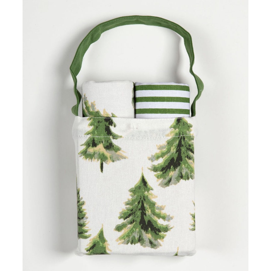 Χριστουγεννιάτικο Σετ Δώρου 2 Ποτηρόπανα (40x65) σε Τσαντάκι Newhome BS72117