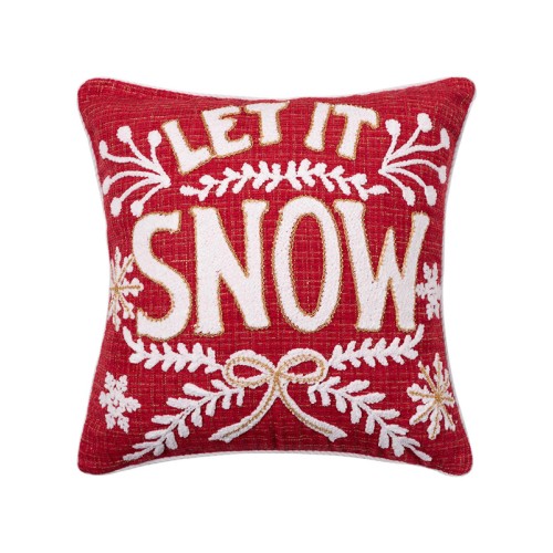 Χριστουγεννιάτικη Μαξιλαροθήκη (45x45) Με Ανάγλυφο Σχέδιο Newhome 52516 Let it snow