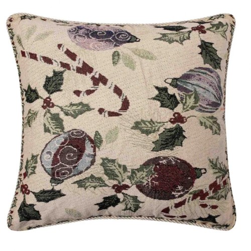 Χριστουγεννιάτικη Διακοσμητική Μαξιλαροθήκη (45x45) Στόφα Newhome Σχέδιο 718 Στολίδια