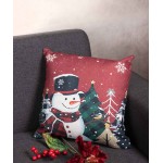 Χριστουγεννιάτικη Μαξιλαροθήκη Φιγούρας (45x45) Newhome KS2025-6 Χιονάνθρωπος με Δέντρο