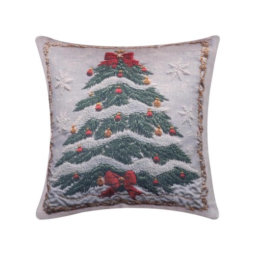 Χριστουγεννιάτικη Μαξιλαροθήκη Φιγούρας (45x45) Newhome KS026-10 με Στολισμένο Δέντρο
