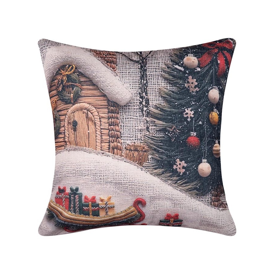 Χριστουγεννιάτικη Μαξιλαροθήκη Φιγούρας (45x45) Newhome KS026-14 με Γιορτινό Σπίτι Χριστουγεννιάτικη Μαξιλαροθήκη Φιγούρας (45x45) Newhome KS026-14 με Γιορτινό Σπίτι