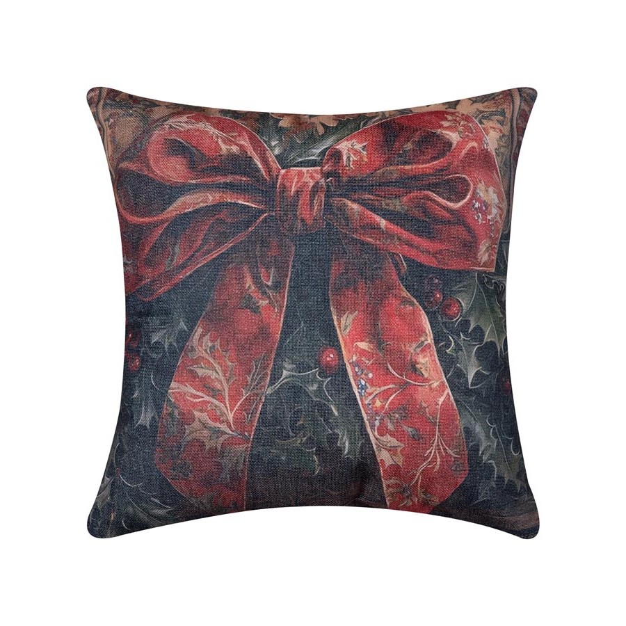 Χριστουγεννιάτικη Μαξιλαροθήκη Φιγούρας (45x45) Newhome KS026-16 με Κόκκινο Φιόγκο Χριστουγεννιάτικη Μαξιλαροθήκη Φιγούρας (45x45) Newhome KS026-16 με Κόκκινο Φιόγκο