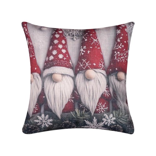 Χριστουγεννιάτικη Μαξιλαροθήκη Φιγούρας (45x45) Newhome KS026-20 με Παρέα Ξωτικών