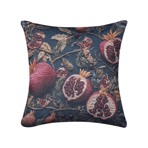 Χριστουγεννιάτικη Μαξιλαροθήκη Φιγούρας (45x45) Newhome KS026-9 με Ρόδια Γιορτινά