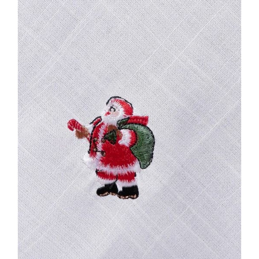 Χριστουγεννιάτικο Καρέ (100x100) Κεντητό Newhome 1021 Λευκό με Άη Βασίλη