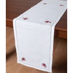 Χριστουγεννιάτικη Τραβέρσα (40x170) Κεντητή Newhome 1021 Λευκή με Άη Βασίλη