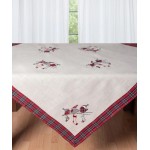 Χριστουγεννιάτικο Τραπεζοκαρέ (140x140) Με Καρώ Φάσα και Κέντημα Newhome 4095