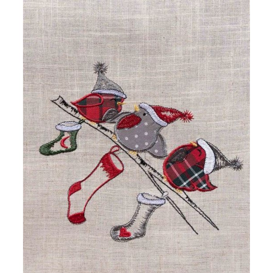 Χριστουγεννιάτικο Τραπεζομάντηλο 6 Ατόμων (140x180) Με Καρώ Φάσα και Κέντημα Newhome 4095