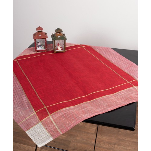 Χριστουγεννιάτικο Τραπεζομάντηλο 6 Ατόμων (140x180) Με Χρυσοκλωστή Newhome 610 Κόκκινο