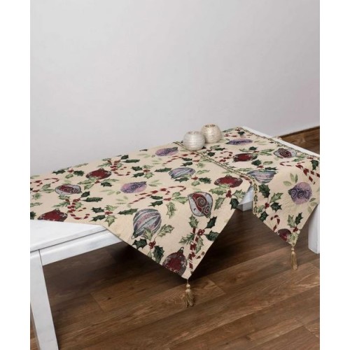 Χριστουγεννιάτικη Τραβέρσα (33x125) Στόφα Με Μύτη Newhome Σχέδιο 718 Στολίδια