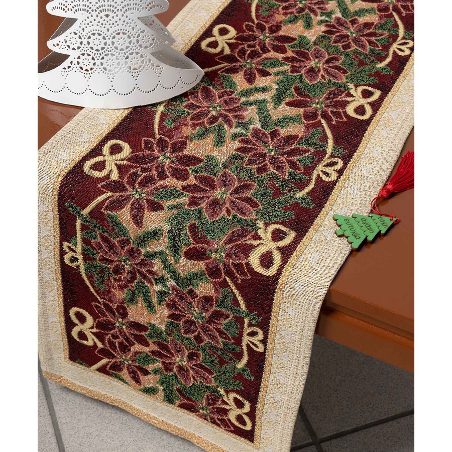 Χριστουγεννιάτικη Τραβέρσα (33x170) Στόφα Ορθογώνια Newhome Σχέδιο 719 Αλεξανδρινό