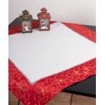 Χριστουγεννιάτικο Τραπεζομάντηλο 8 Ατόμων (160x220) Χειροποίητο με Κέντημα Newhome 9016 κόκκινο