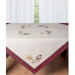 Χριστουγεννιάτικο Τραπεζοκαρέ (140x140) Με Καρώ Φάσα και Κέντημα Newhome 9036