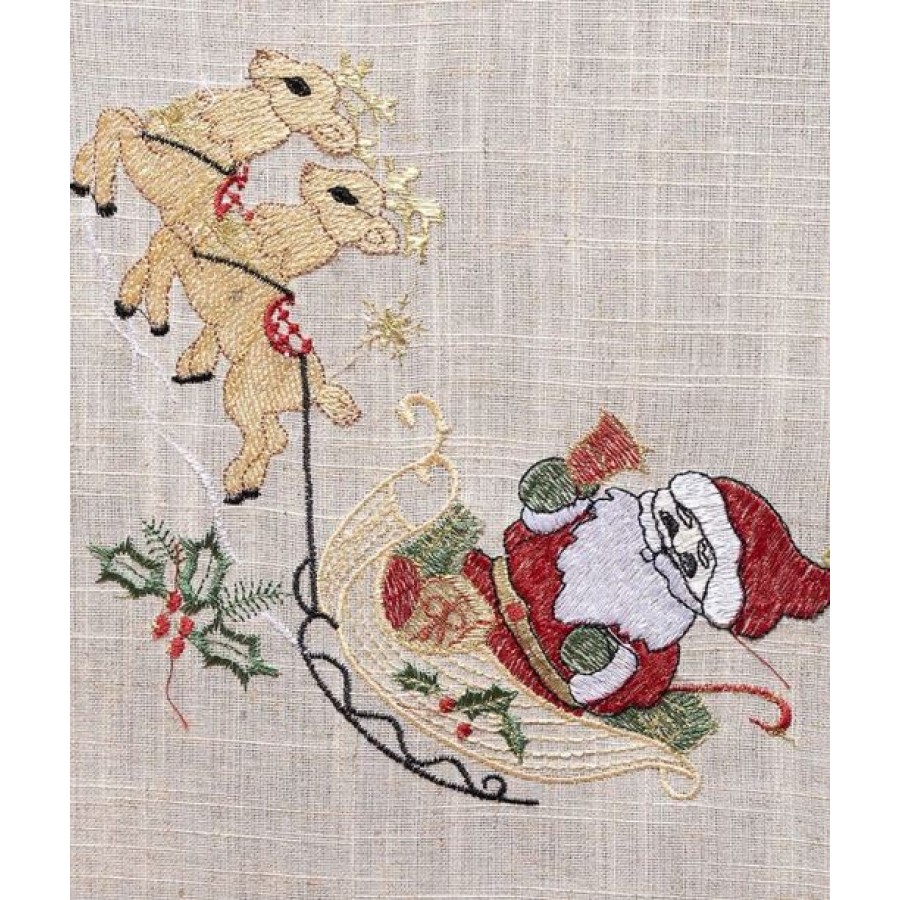 Χριστουγεννιάτικο Τραπεζομάντηλο 6 Ατόμων (140x180) Με Καρώ Φάσα και Κέντημα Newhome 9036