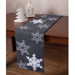 Χριστουγεννιάτικη Τραβέρσα (35x170) Με Χιονονιφάδες Newhome NW348 ανθρακί