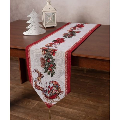 Χριστουγεννιάτικη Τραβέρσα Στόφα (35x175) Newhome W355 με Άη Βασίλη