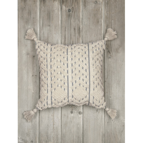 Διακοσμητική Μαξιλαροθήκη (45x45) Βαμβακερή Με Φούντες Nima Nest