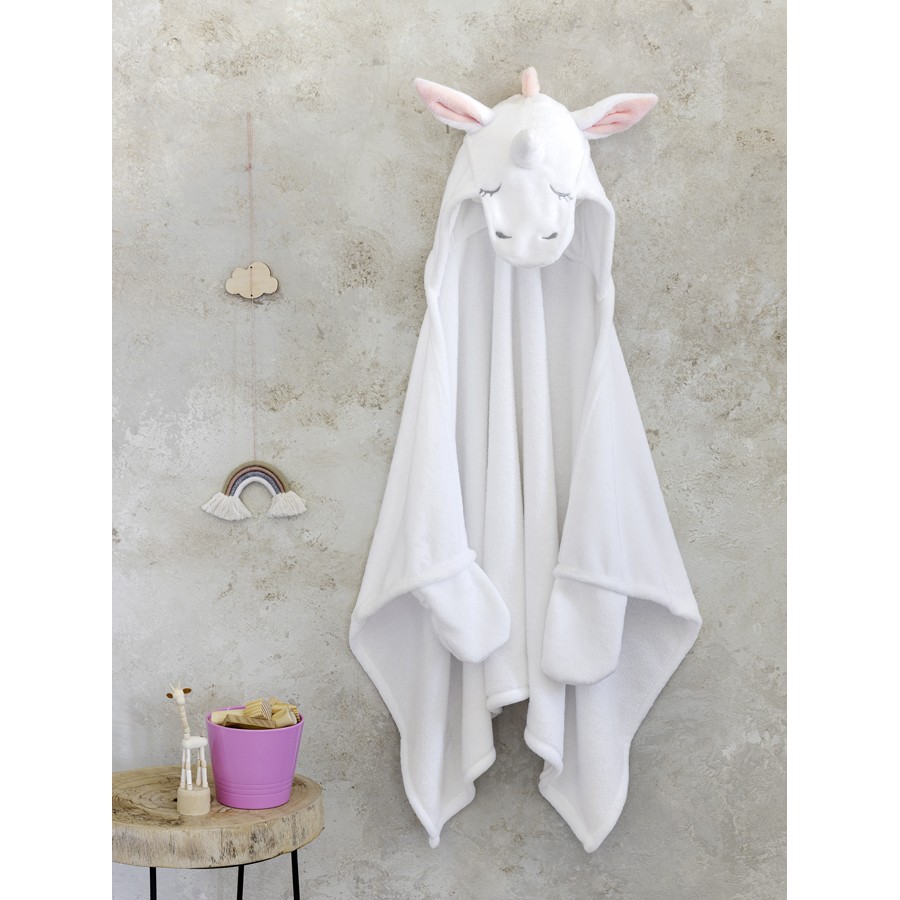 Παιδική Φανελένια Κάπα (70x120) με Κουκούλα Nima Licorne