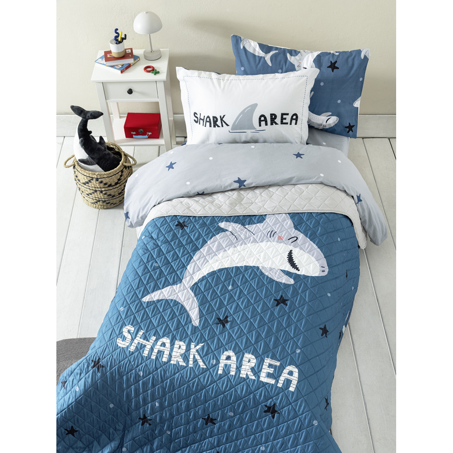 Κουβερλί Μονό Παιδικό (160x220) Microfiber Nima Shark Area