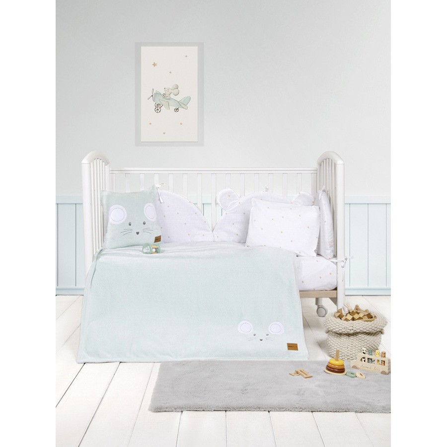 Διακοσμητική Μαξιλαροθήκη Βρεφική-Μπεμπέ Κούνιας (40x40) Coral Fleece Nima Mouse