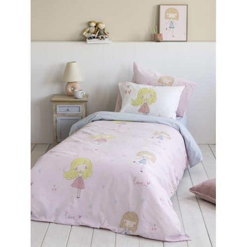 Σετ Παπλωματοθήκη Παιδική Μονή (160x240) Βαμβακερή Nima Lovely