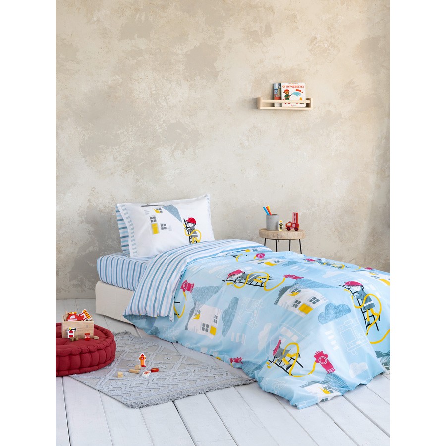 Σετ Παπλωματοθήκη Παιδική Μονή (160x240) Βαμβακερή Nima Pompier