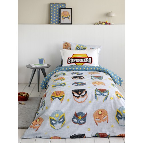 Σετ Παπλωματοθήκη Παιδική Μονή (160x240) Βαμβακερή Nima Superheroes