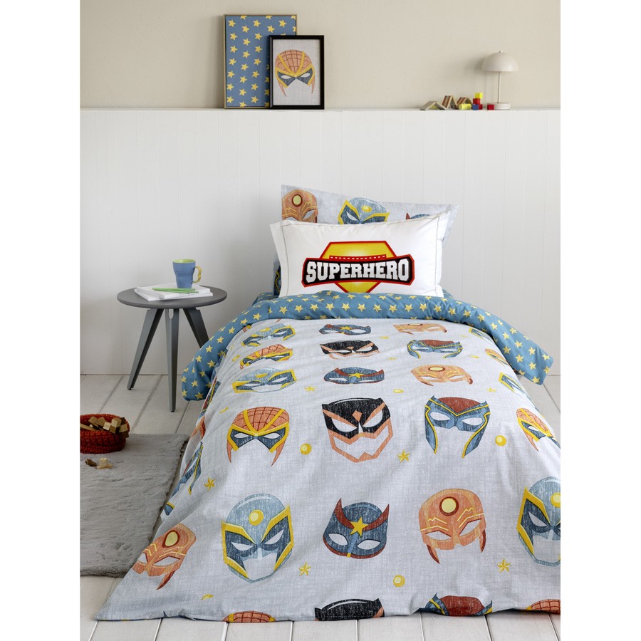Σετ Παπλωματοθήκη Παιδική Μονή (160x240) Βαμβακερή Nima Superheroes
