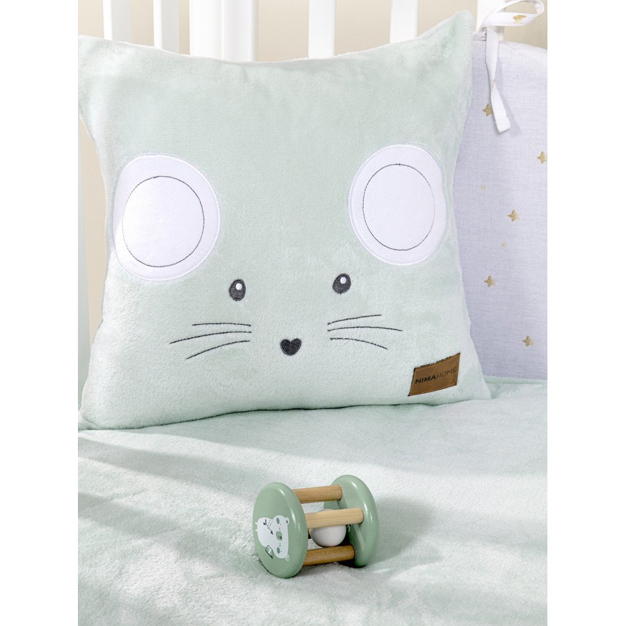 Διακοσμητική Μαξιλαροθήκη Βρεφική-Μπεμπέ Κούνιας (40x40) Coral Fleece Nima Mouse