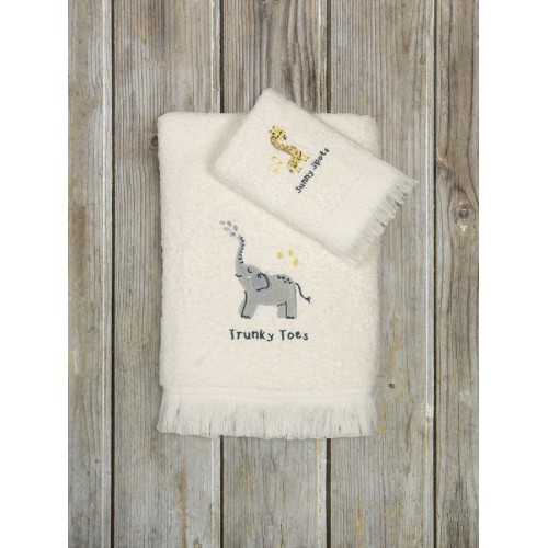 Σετ Παιδικές Πετσέτες 2 τεμαχίων (Χειρός|Λουτρού) Με Κέντημα Kocoon Safari Pals