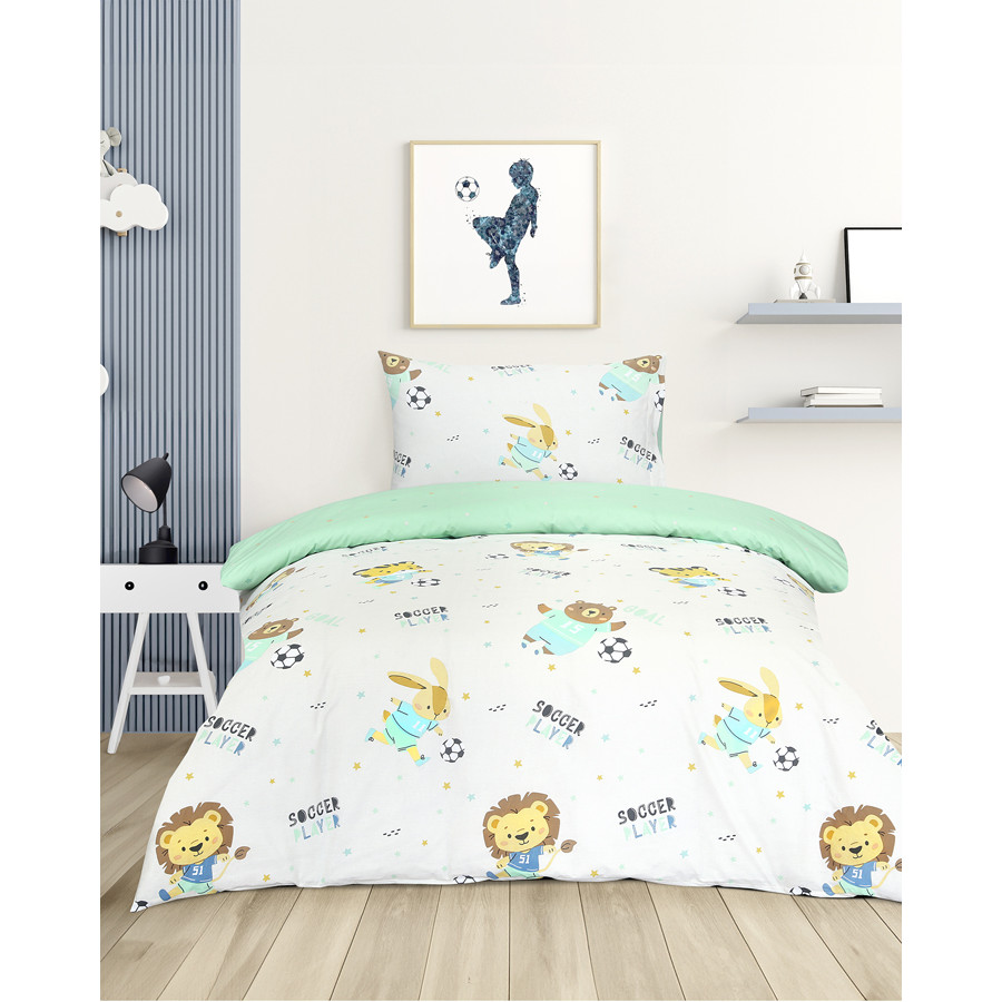 Σετ Σεντόνια Παιδικά Μονά (160x260) Με Λάστιχο Βαμβακερά Kocoon Soccer