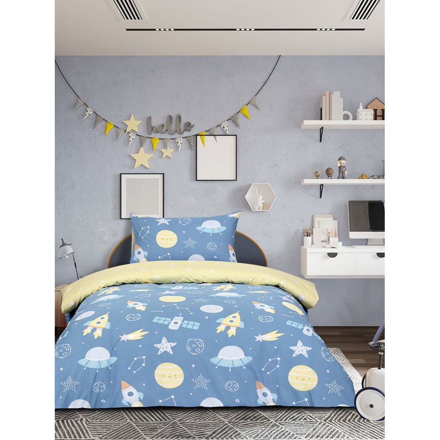 Σετ Σεντόνια Παιδικά Μονά (160x260) Βαμβακερά Kocoon Space