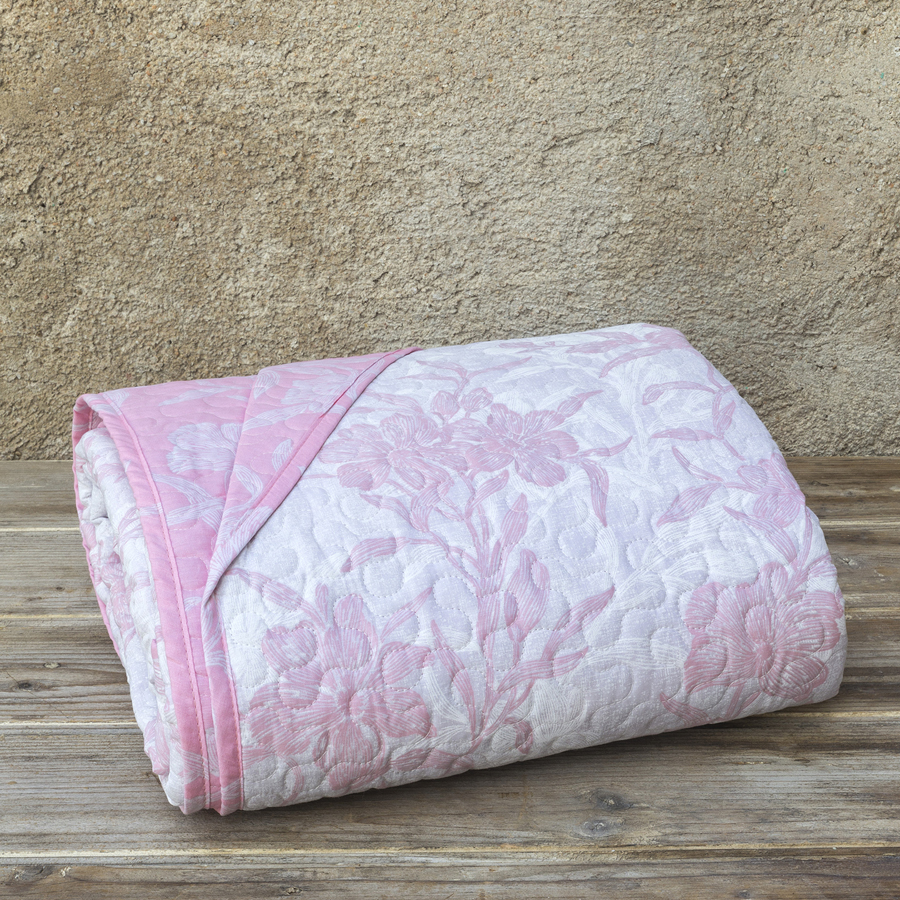 Κουβερλί Μονό (160x240) Floral Εμπριμέ Βαμβακερό Kocoon Novela Pink