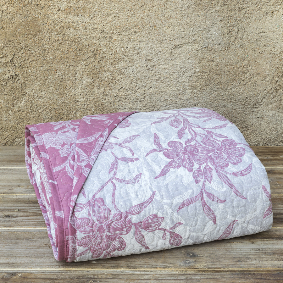 Κουβερλί Μονό (160x240) Floral Εμπριμέ Βαμβακερό Kocoon Novela Purple