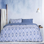 Κουβερλί Υπέρδιπλο (220x240) Εμπριμέ Βαμβακερό Kocoon Rombus Blue με Ρόμβους