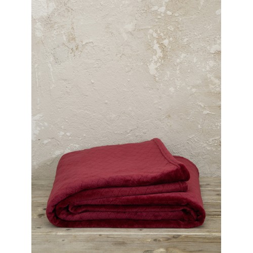 Ριχτάρι για Τριθέσιο Καναπέ (180x300) Fleece Jaquard Μονόχρωμο Kocoon Cosy Bordeaux