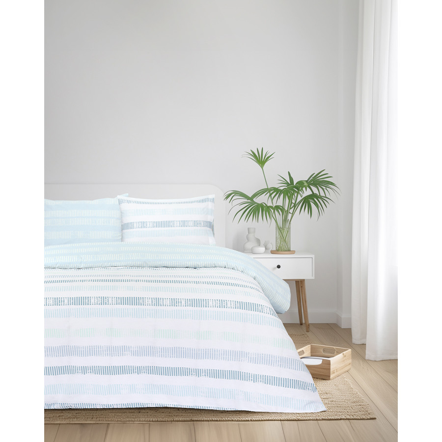 Σετ Σεντόνια Υπέρδιπλα (240x270) Ριγέ Βαμβακερά Kocoon Azzurro