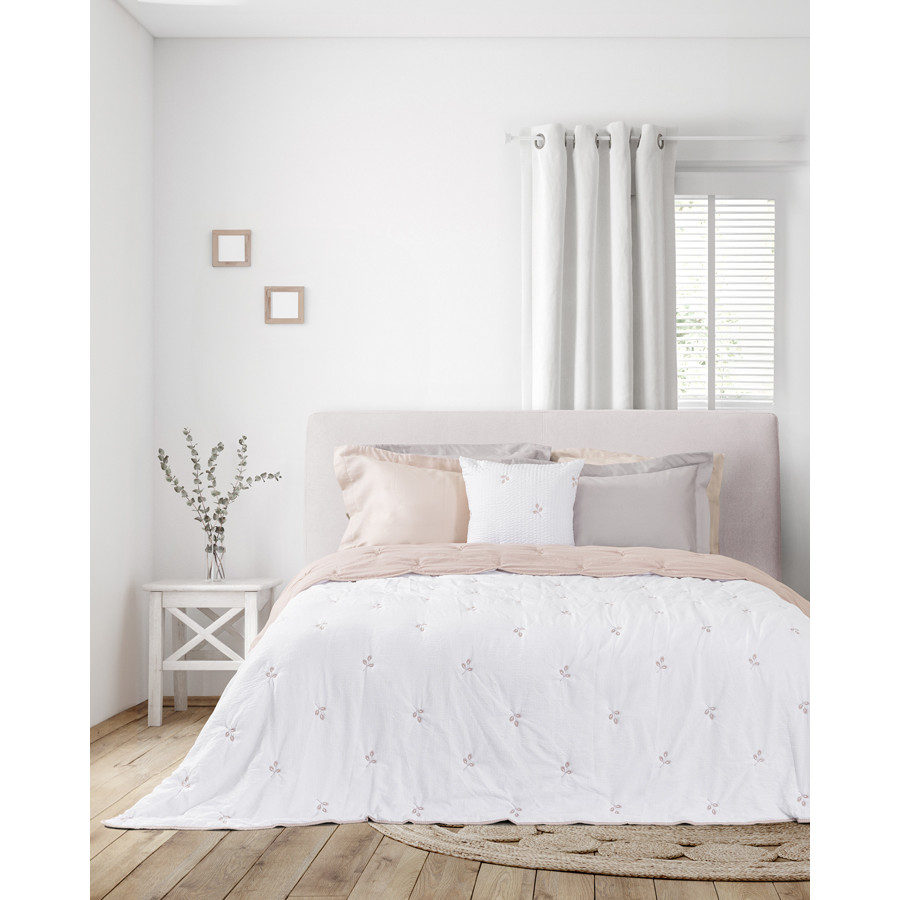 Κουβερλί Υπέρδιπλο (220x240) Μονόχρωμο με Κέντημα Διπλής Όψης Nima Amelia