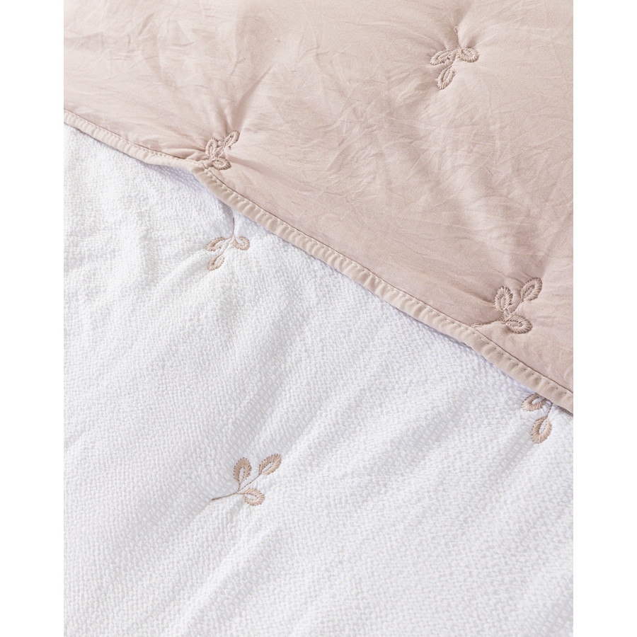 Κουβερλί Υπέρδιπλο (220x240) Μονόχρωμο με Κέντημα Διπλής Όψης Nima Amelia