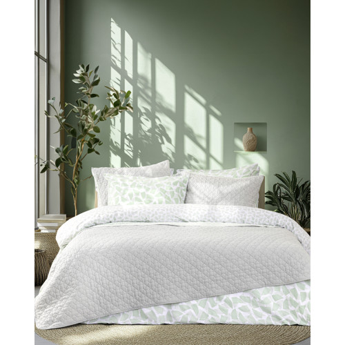 Κουβερλί Ημίδιπλο-Διπλό Καπιτονέ (180x240) Μονόχρωμο Διπλής Όψης Nima Arden Gray-Mint