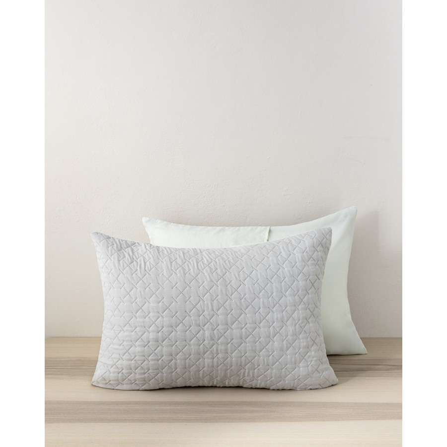 Μαξιλαροθήκες Ζεύγος Καπιτονέ (52x72) Μονόχρωμες Nima Arden Gray-Mint