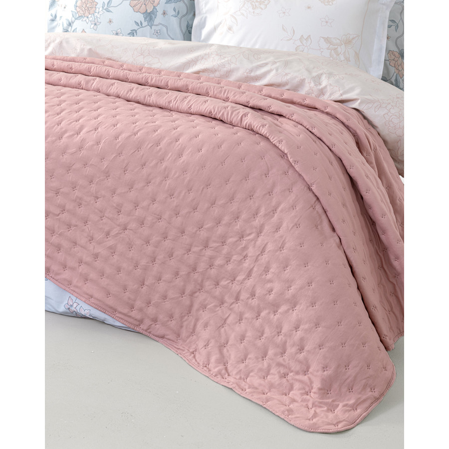 Κουβερλί King Size (240x260) Κεντητό Μονόχρωμο Nima Clay Apple Pink