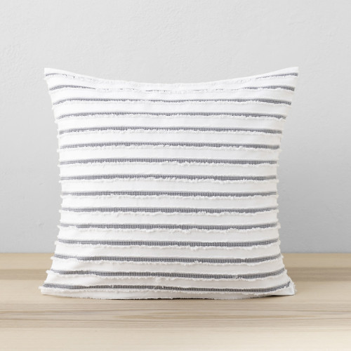 Διακοσμητική Μαξιλαροθήκη (45x45) Λευκή με Ρίγες Nima Raya