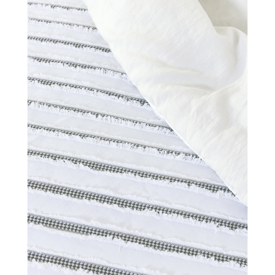 Κουβερλί Ημίδιπλο-Διπλό (180x240) Ζακάρ Λευκό με Ρίγες Nima Raya