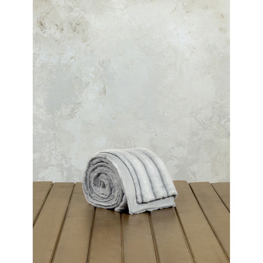 Κουβέρτα Ζακάρ Rabbit Fur Υπέρδιπλη (220x240) Γούνινη 2 όψεων Nima Carezza light grey