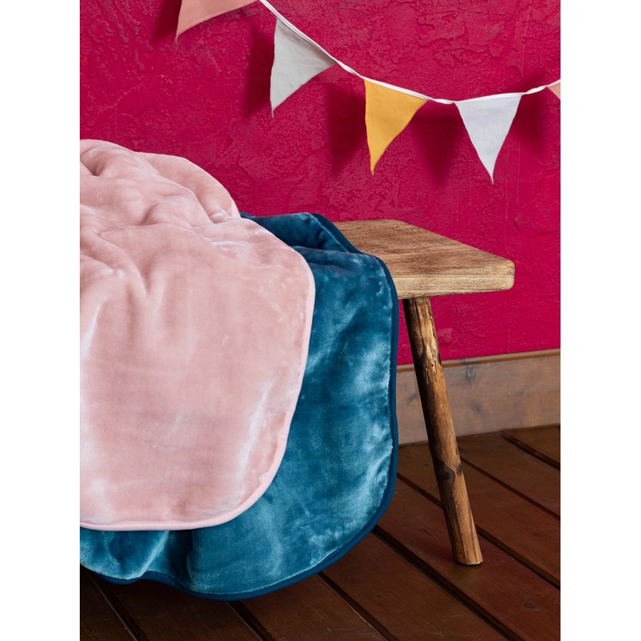 Κουβέρτα Βελουτέ Μονή (160x220) Μονόχρωμη Nima Coperta Pink