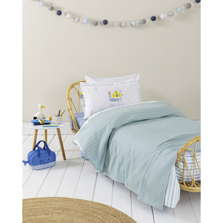 Κουβέρτα Μονή (160x240) Βαμβακερή Μονόχρωμη Nima Dune Blue