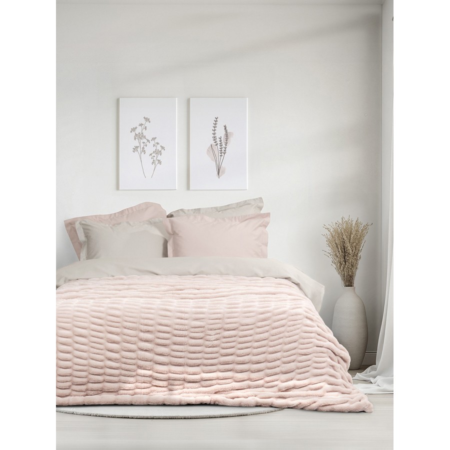 Κουβέρτα Ζακάρ Rabbit Fur Υπέρδιπλη (220x240) Γούνινη Nima Mossy light pink